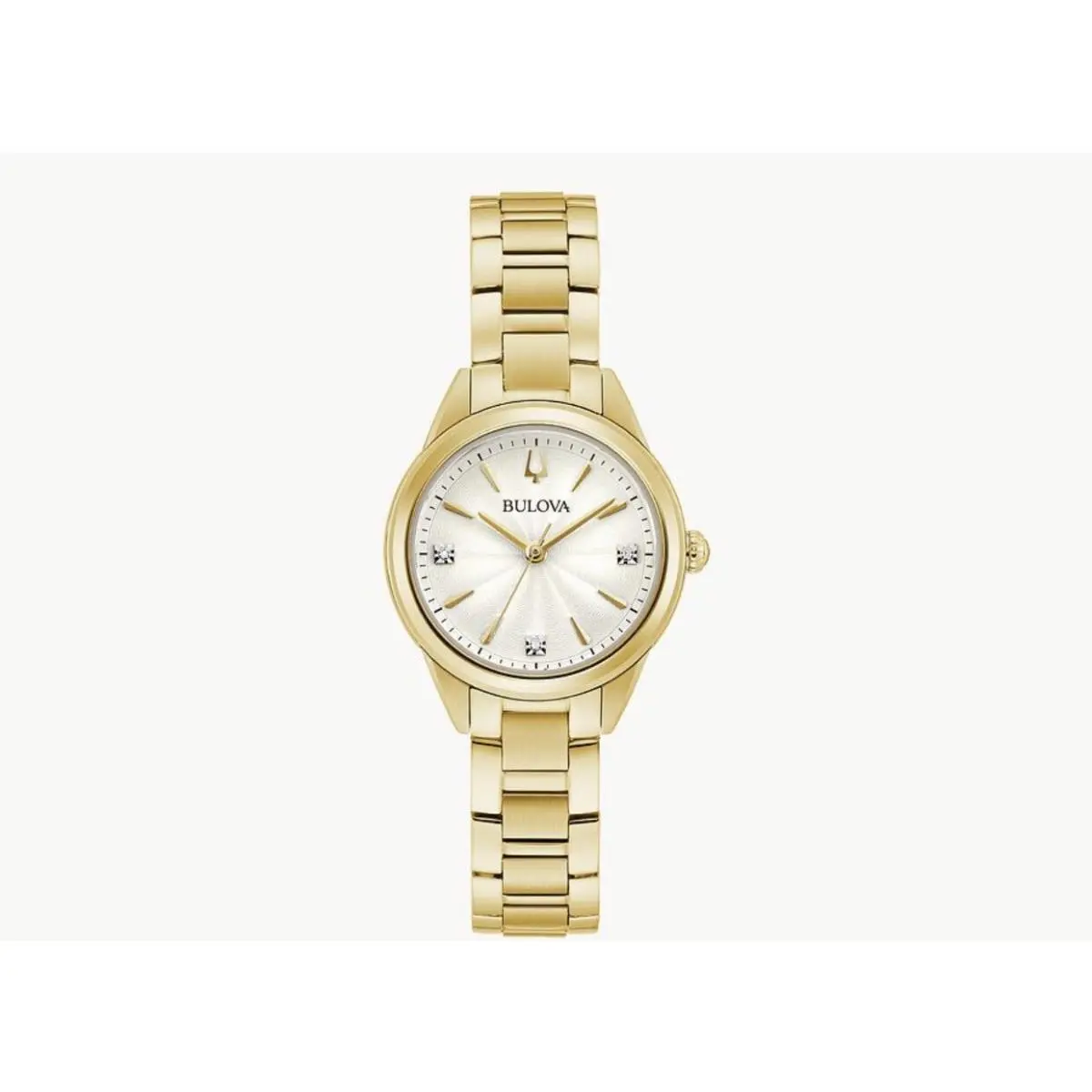 Bulova Women`s Watch Sutton Diamond Silver Tone Dial Yellow Gold Bracelet 97P150