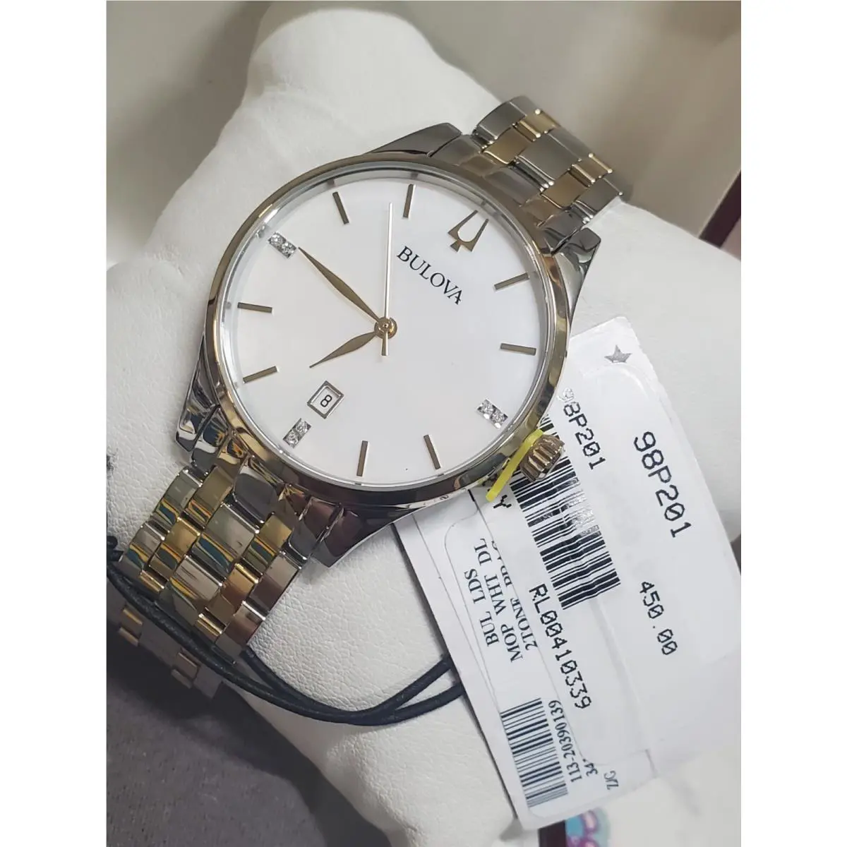 Bulova Women`s Watch 98P201 Quartz Diamond Mother of Pearl White Dial