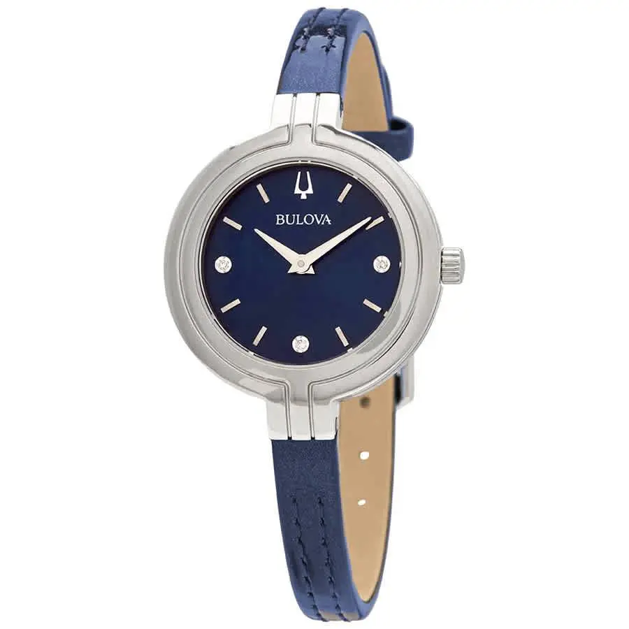 Rhapsody Quartz Blue Dial Blue Leather Ladies Watch 96P212 by Bulova