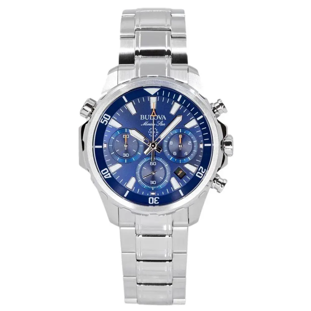 Marine Star Chronograph Blue Dial Stainless Steel 96B256 100M Mens Watch by Bulova