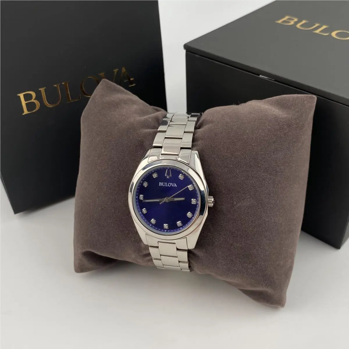 Bulova Women`s 96P229 Surveyor Stainless Steel Watch Blue Dial Quartz 31 mm
