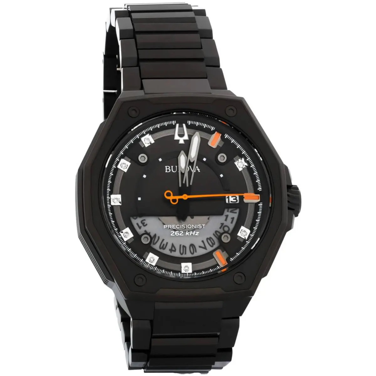 Bulova Men`s Watch Marc Anthony Black Stainless Steel Bracelet Quartz 98D183 - Dial: Black, Band: Black