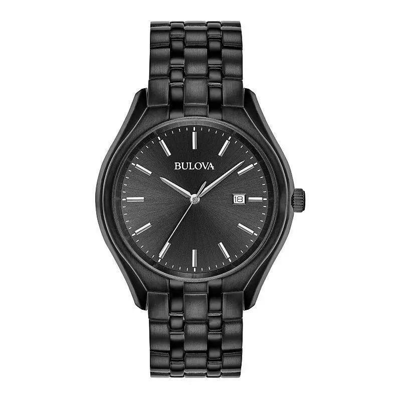 98B289 Matte Black Dial Stainless Steel Bracelet Mens Watch by Bulova