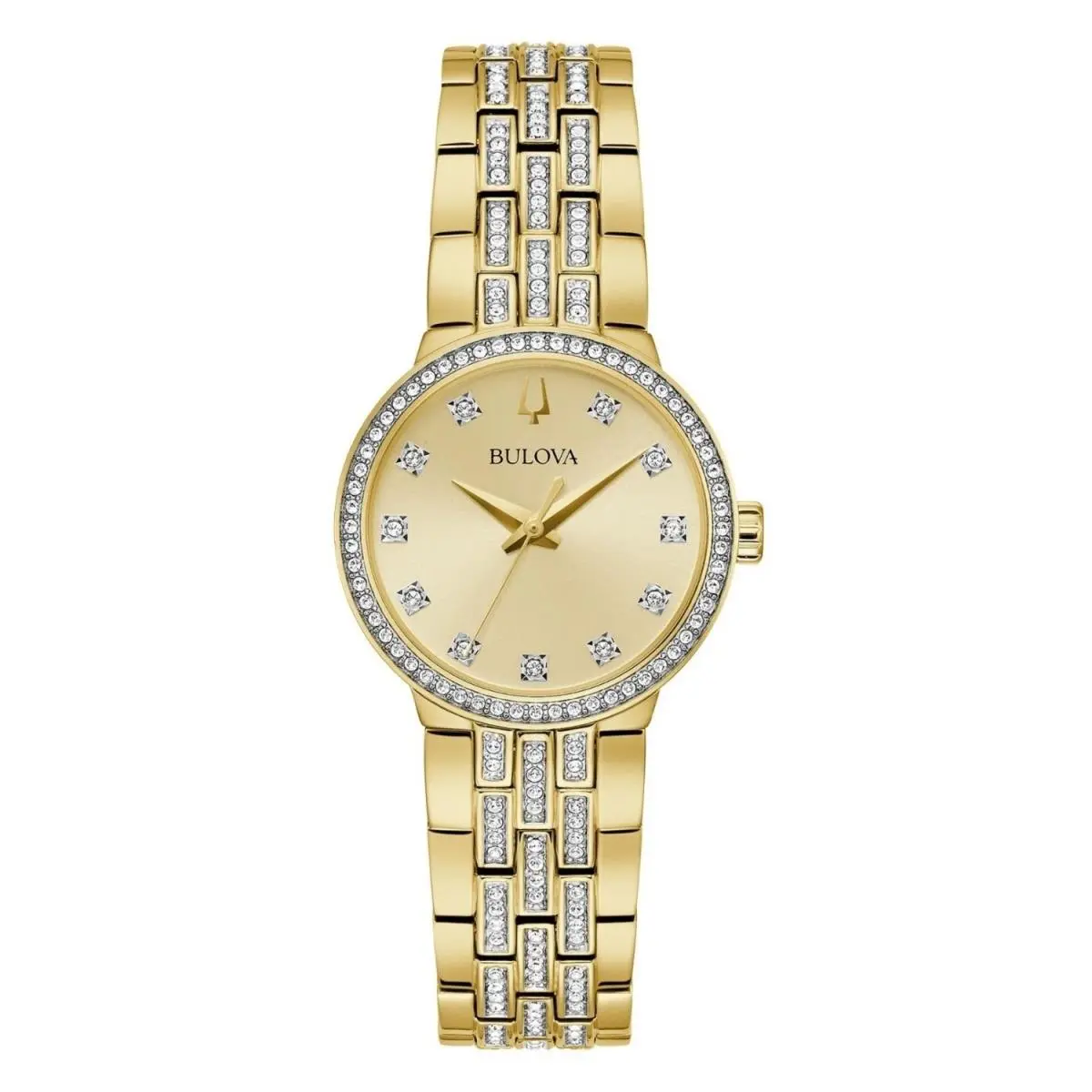 Bulova Women`s Crystal Gold Dial Watch - 98X133