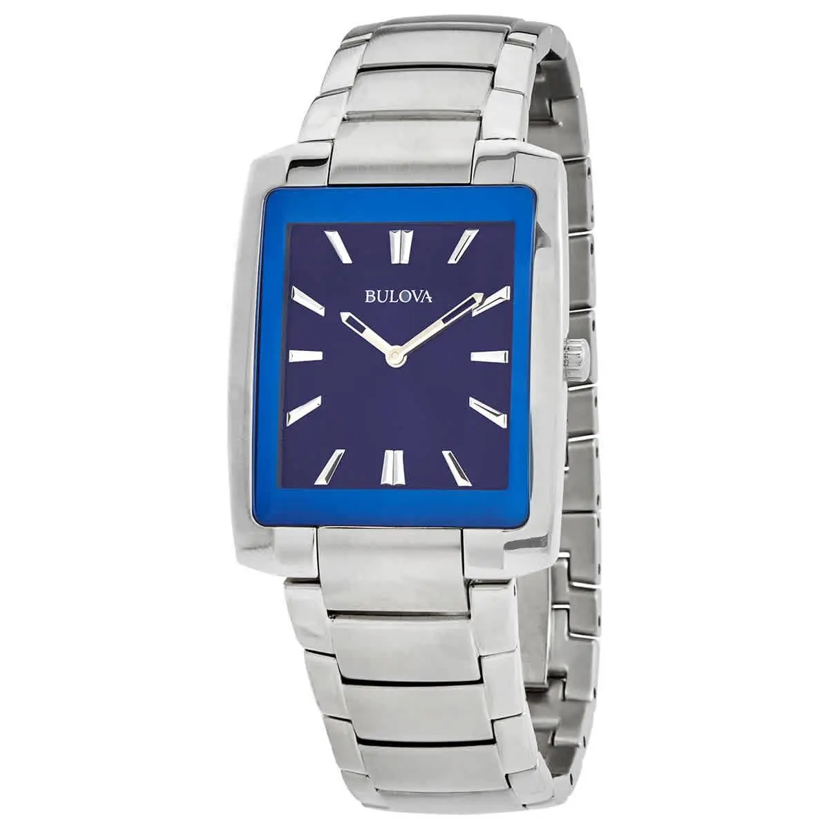 Bulova Classic Blue Dial Men`s Watch 96A169 - Dial: Silver, Blue, Band: Silver, Bezel: Silver