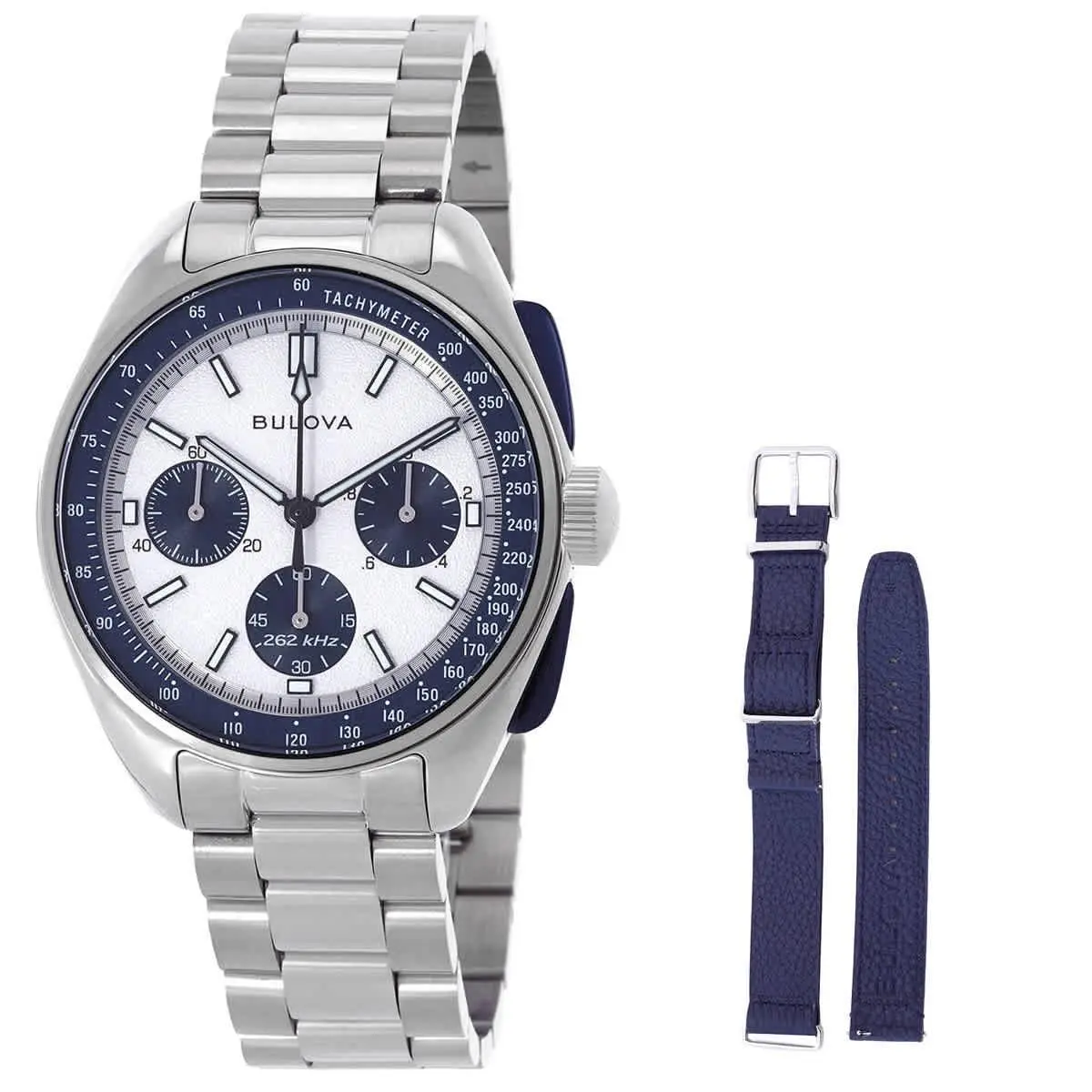 Bulova Lunar Pilot Archive Chronograph Quartz Silver Dial Men`s Watch 98K112