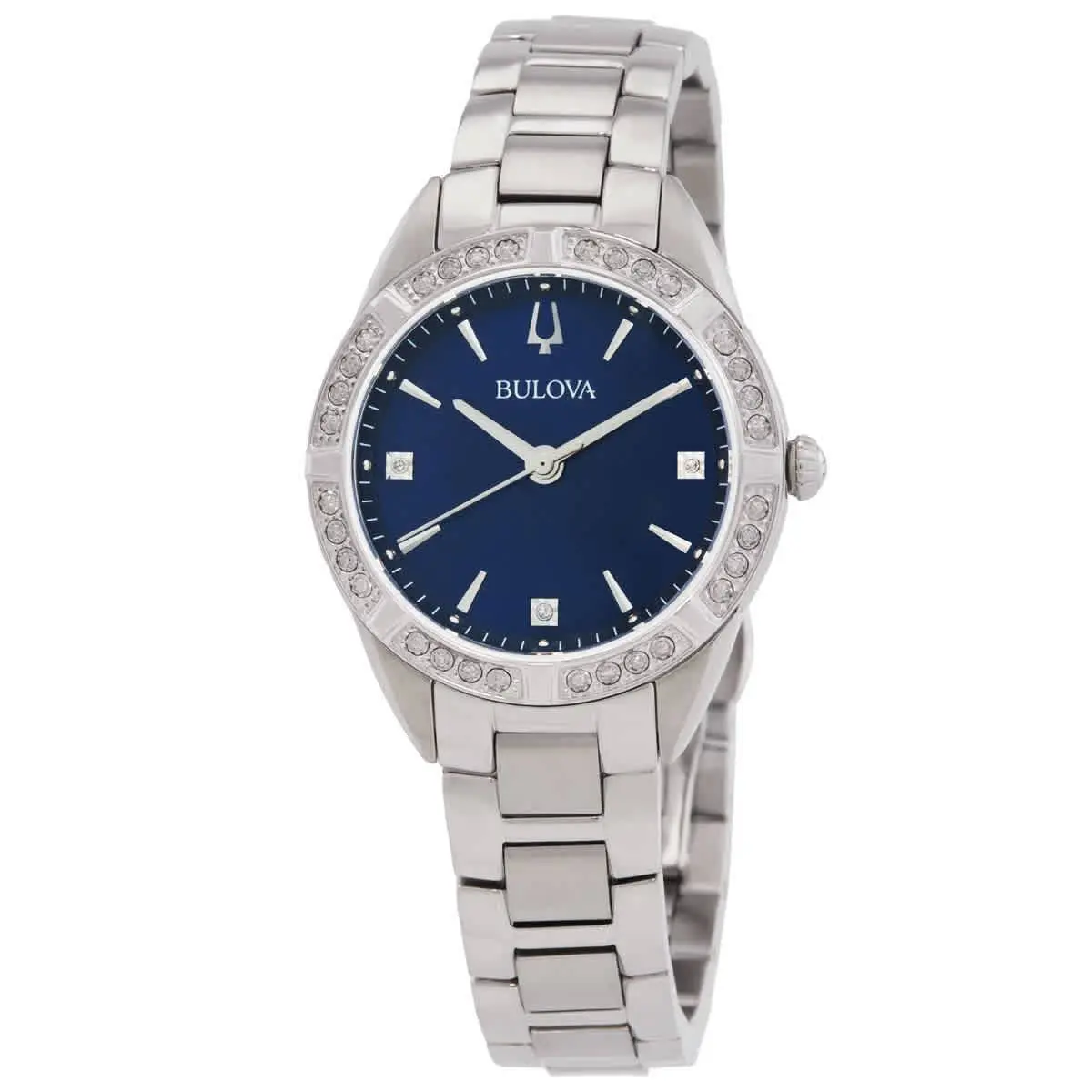 Quartz Crystal Blue Dial Ladies Watch 96R243 by Bulova