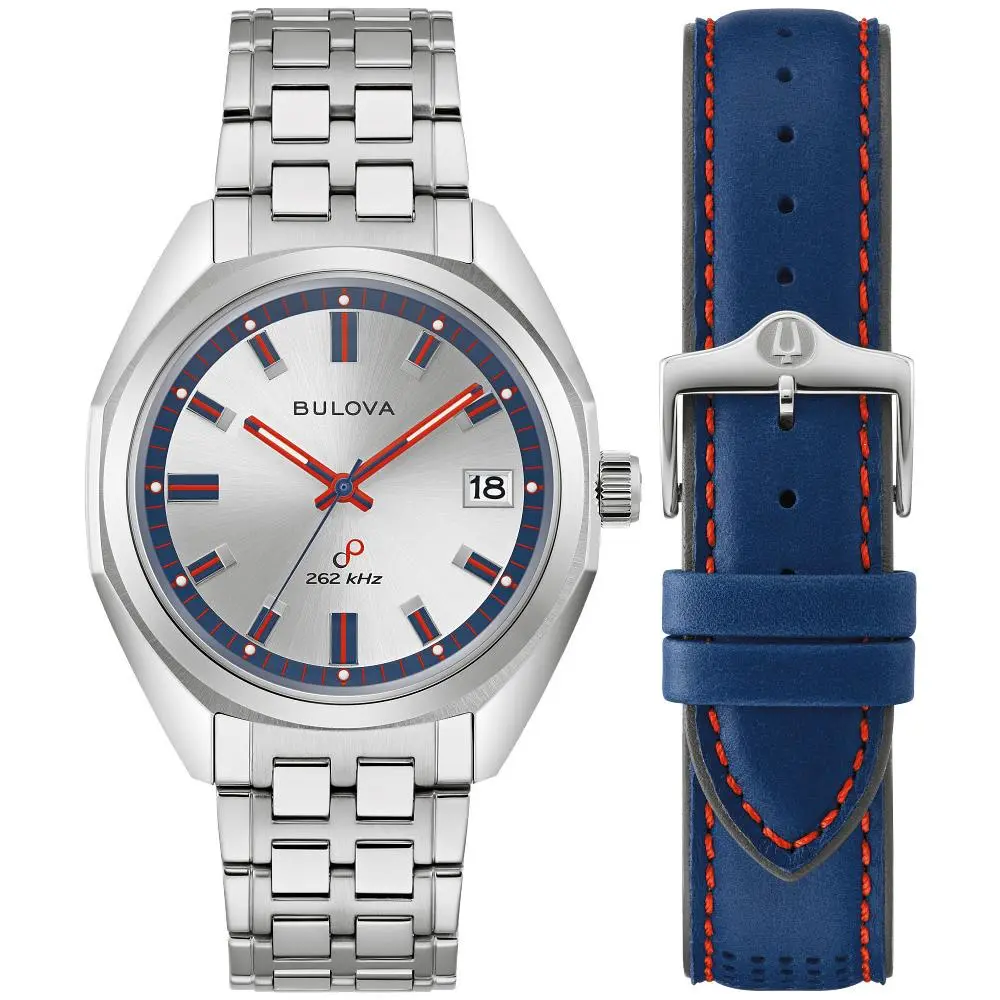 Bulova 96K112 40mm Stainless Steel Case with Blue Leather Band