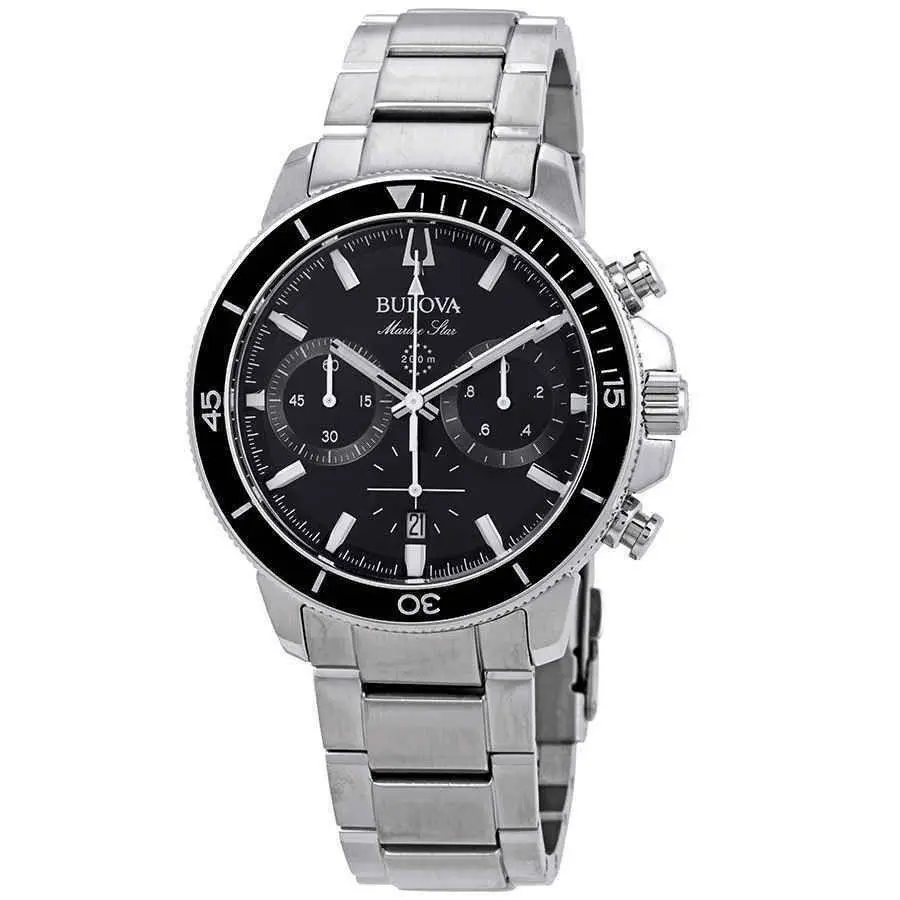Marine Star Stainless Steel Quartz Black Dial Divers 96B272 Mens Watch by Bulova