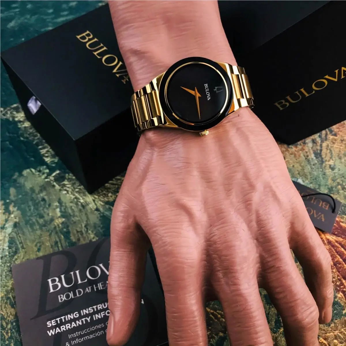 Bulova 97A183 Millennia Black Dial Gold-tone Stainless Steel Men`s Watch 41mm