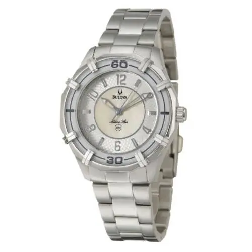 Bulova 96L145 Marine Star Solano Women`s Quartz Watch - Dial: Silver, Band: Silver