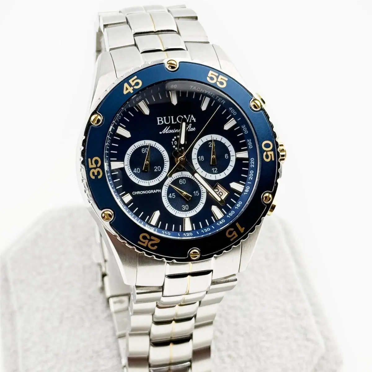 Marine Star Six Hand Quartz Chronograph Sports Men`s Watch 41.5 mm 98B400 by Bulova