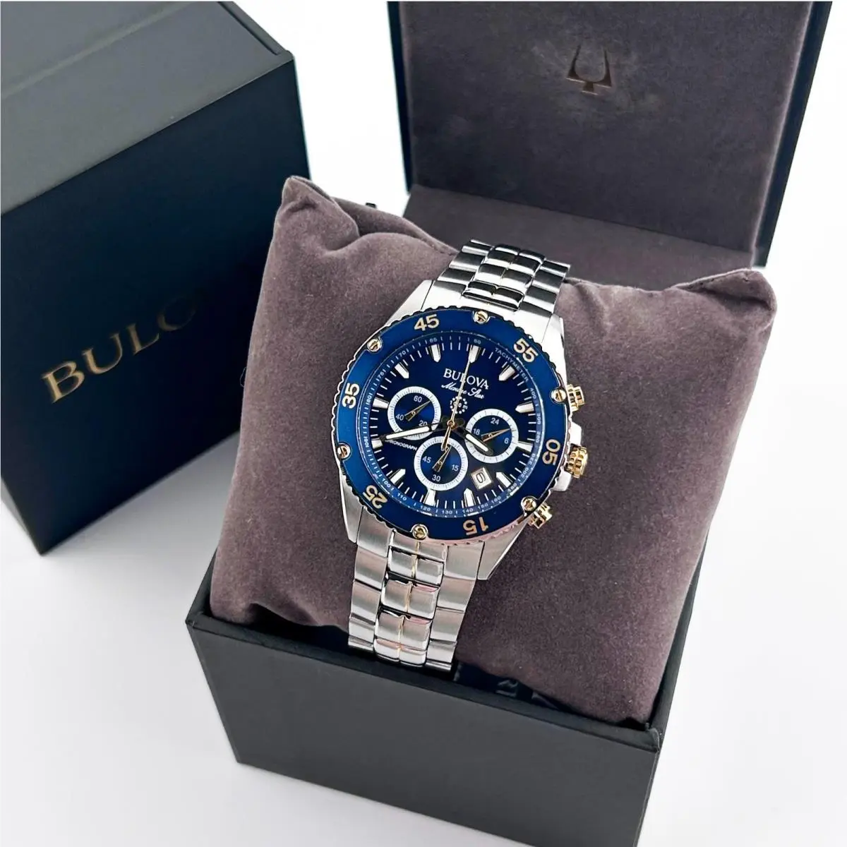 Marine Star 98B400 Blue Dial Chronograph Men`s Watch by Bulova
