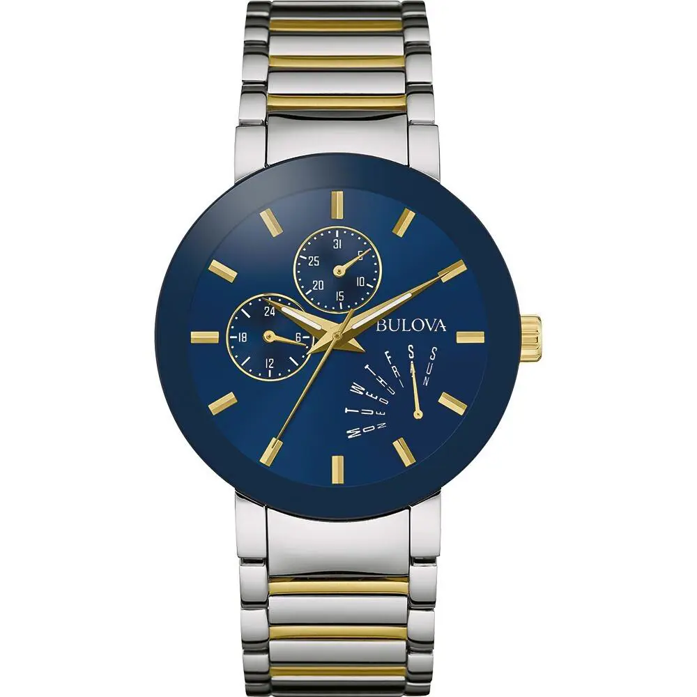 Bulova Modern Futuro Two-tone Blue Watch 98C123 - Dial: Blue, Band: Two-Tone, Bezel: Blue