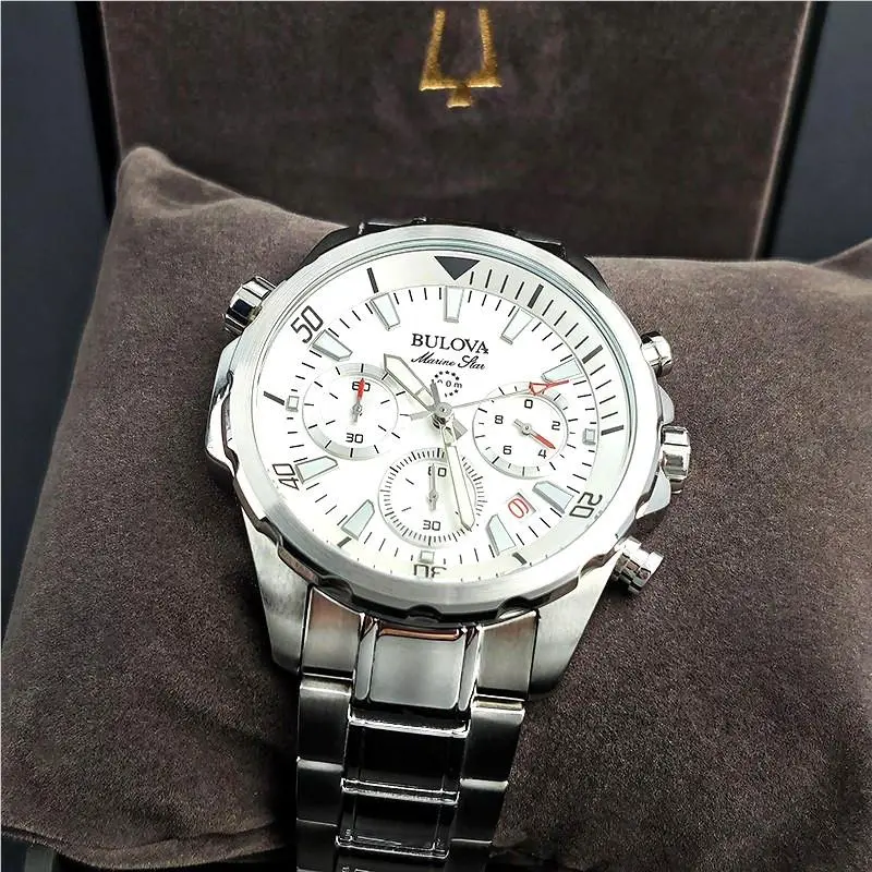 Bulova 96B255 Marine Star Chronograph Men`s White Watch 43 mm