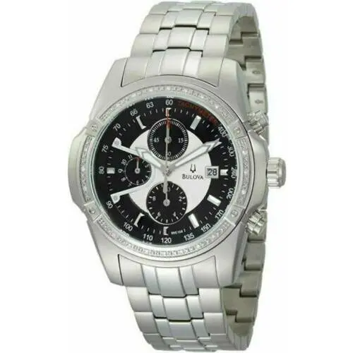 Bulova Haverford Diamond Chronograph Men Watch Stainless Steel Black Dial 96E108