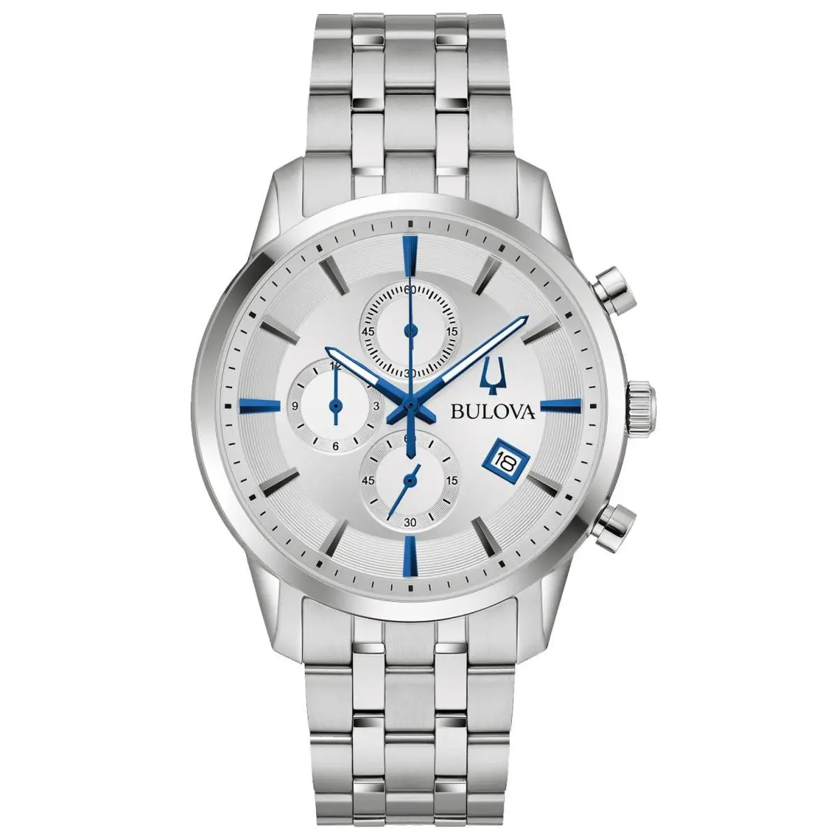 Men`s Sutton Silver Dial Watch - 96B404 by Bulova