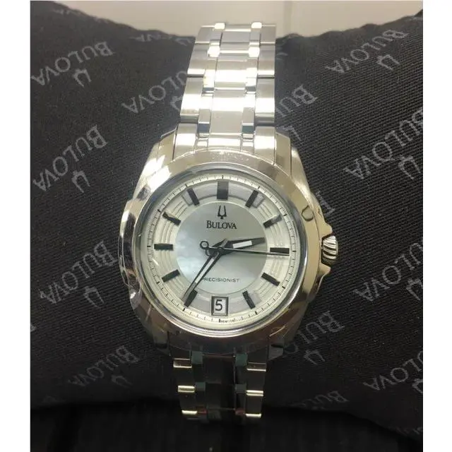 Bulova Women`s 96M108 Precisionist Longwood Mop Dial Steel Bracelet Watch - Dial: Mother of Pearl, Silver, Band: Silver, Bezel: Silver Tone