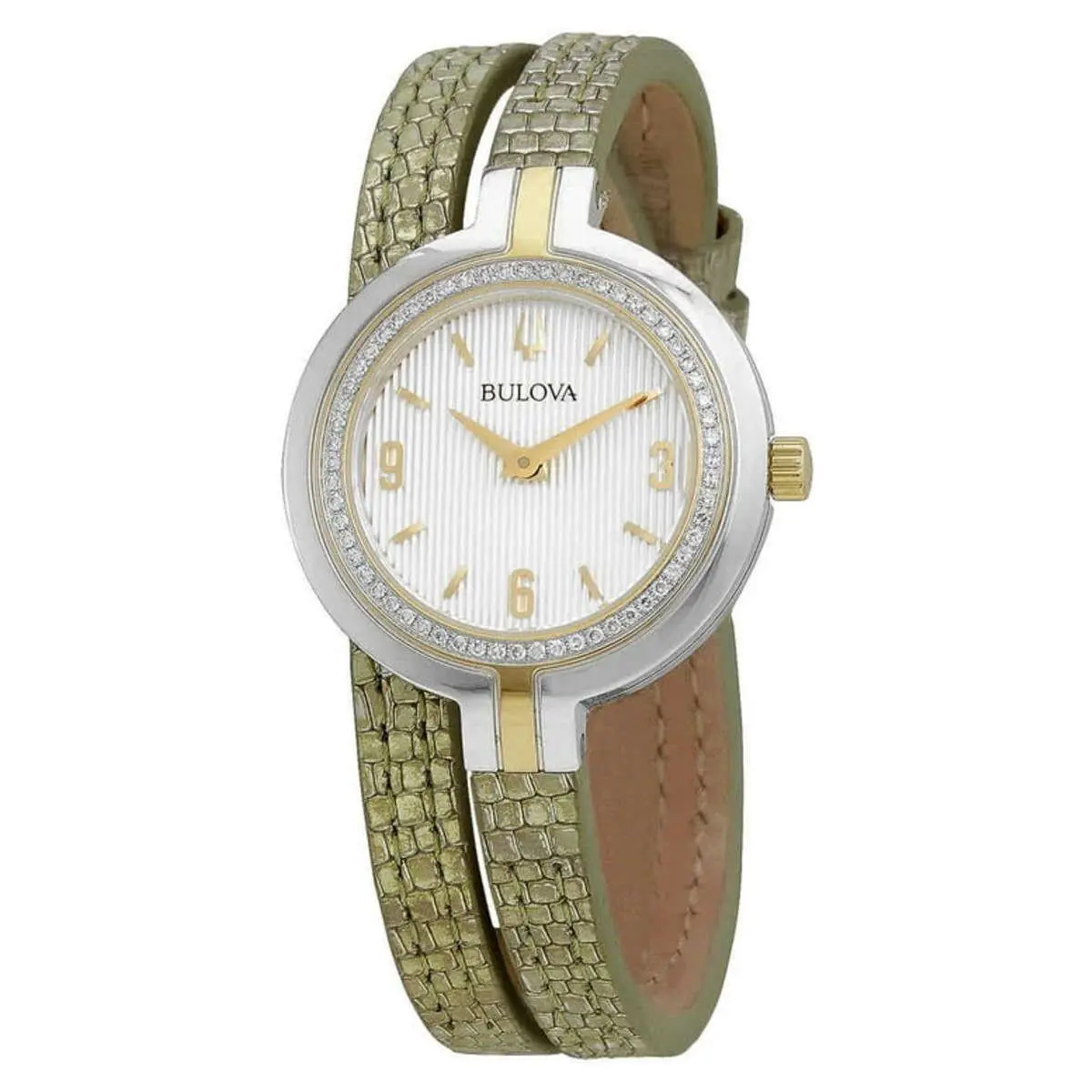 Women`s 30mm Rhapsody Quartz Leather Strap 30m SS Watch by Bulova