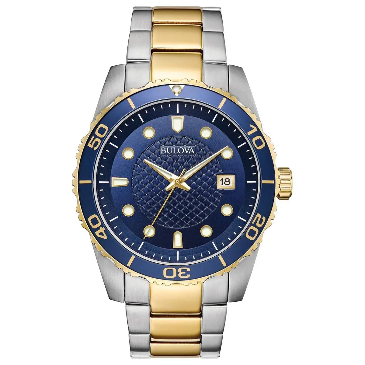 Bulova Classic Two-tone Stainless Steel 3-Hand Date Calendar Quartz Blue Dial
