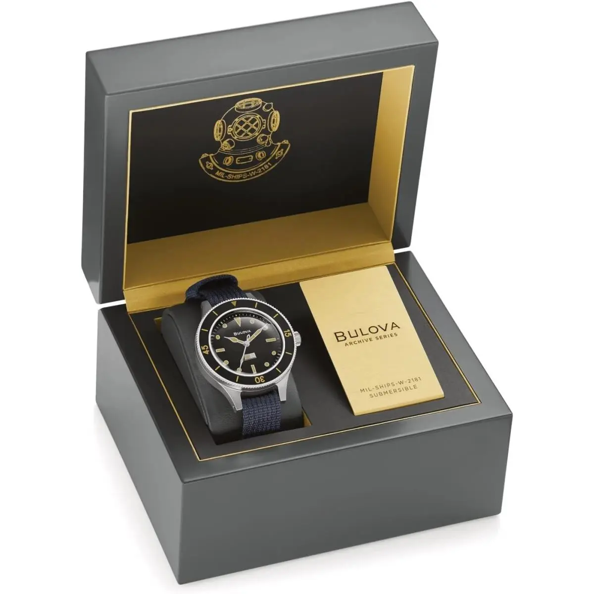 Automatic Watch Grey Nylon Strap Black Dial 98a266 by Bulova