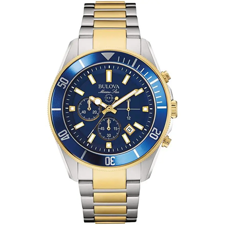 Bulova Mens Marine Star Chronograph Japanese Two Tone Watch