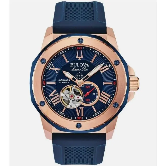 Bulova Marine Star Blue Dial Automatic Men`s Watch 98A227