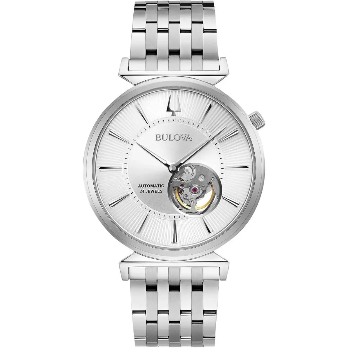 Bulova 96A235 Men`s Regatta Stainless Steel Aperture Silver Dial Automatic Watch
