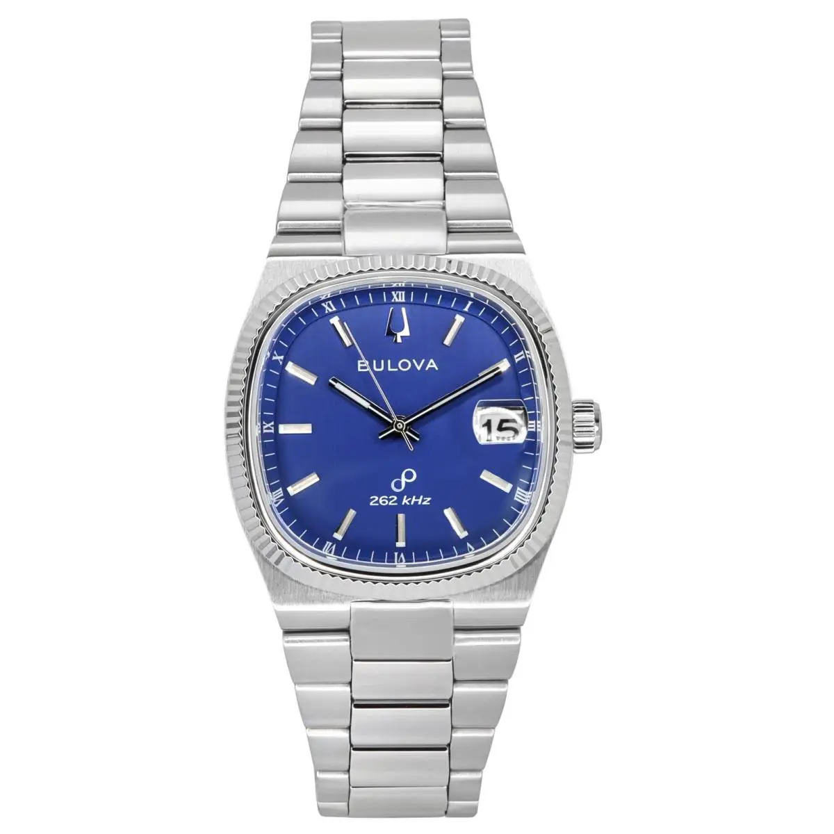 Bulova Classic Super Seville 262kHz Precisionist Blue Dial 96B440 Mens Watch - Dial: Blue, Band: Silver, Bezel: Silver