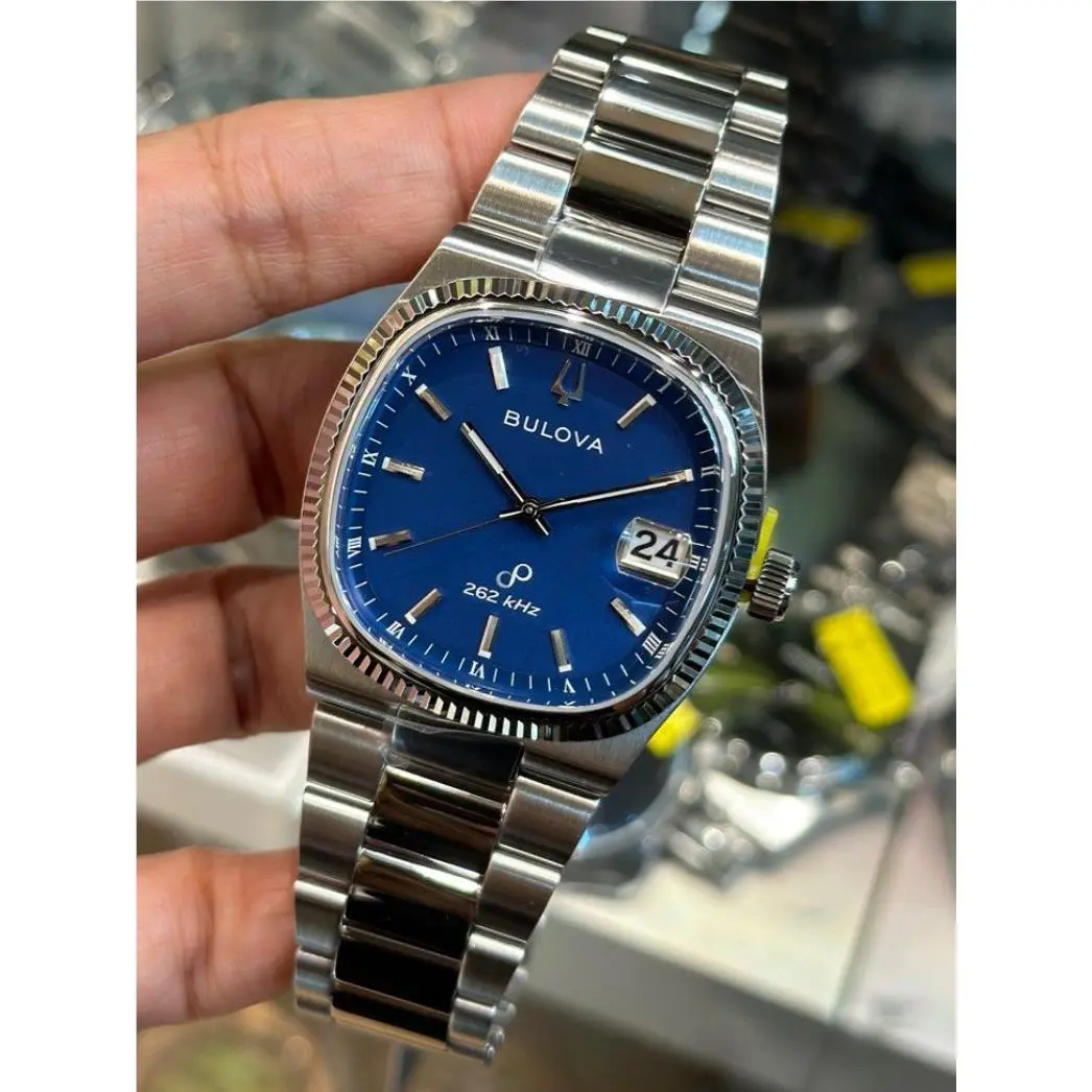 Bulova Precisionist Sapphire Crystal Super Seville Men`s Watch Blue 96B440 - Dial: Blue, Band: Silver, Bezel: Silver