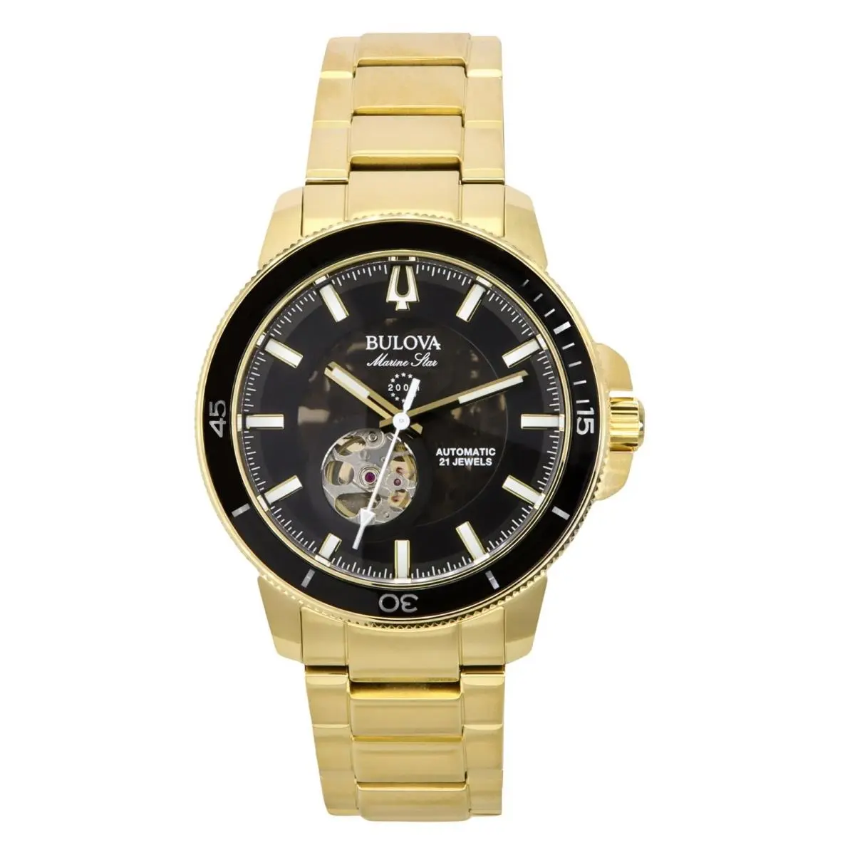 Marine Star Black Dial Automatic Diver`s 200M Men`s Watch 97A174 by Bulova