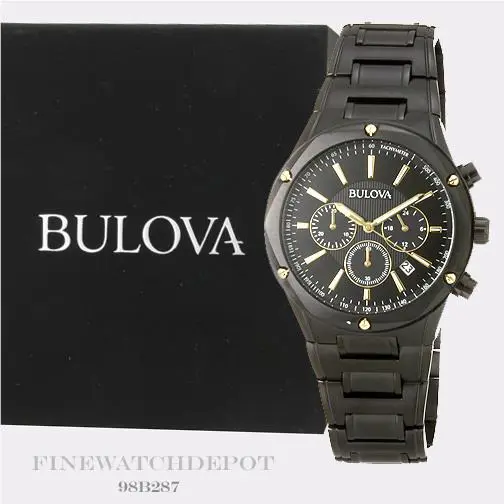 Bulova Men`s Black Ion Stainless Steel Chronograph Watch 98B287
