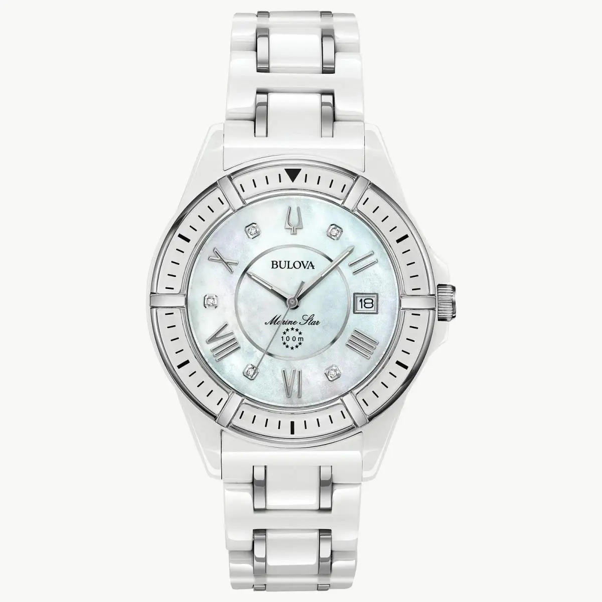 Bulova 98P172 Marine Star Collection Ceramic Mother-of-pearl Dial Watch
