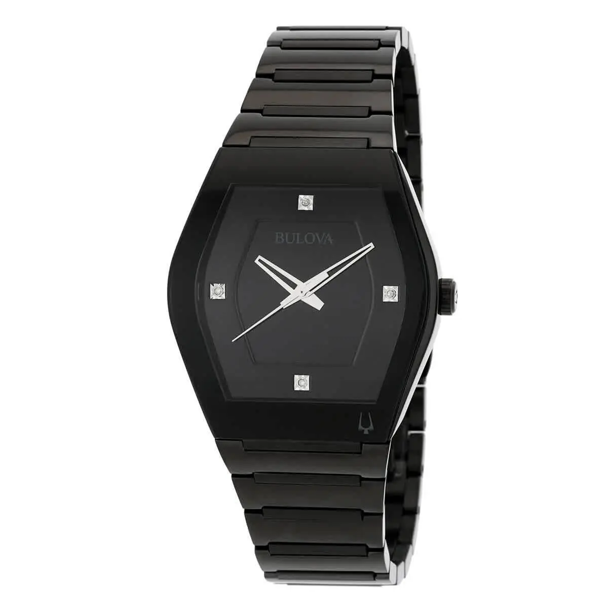Bulova Gemini Quartz Diamond Black Dial Men`s Watch 98D177 - Dial: Black, Band: Gold, Bezel: Black