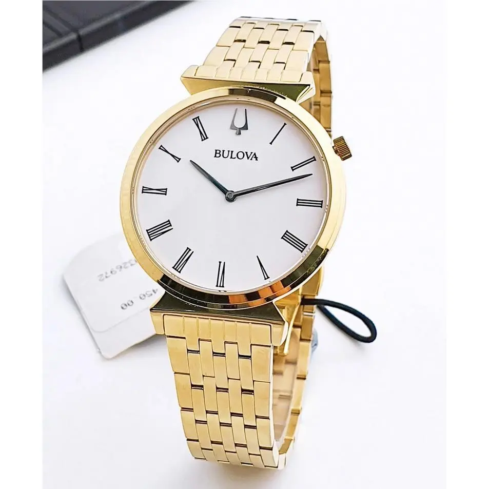 Bulova White Dial Yellow Gold-tone Quartz Ladies Watch 97L161