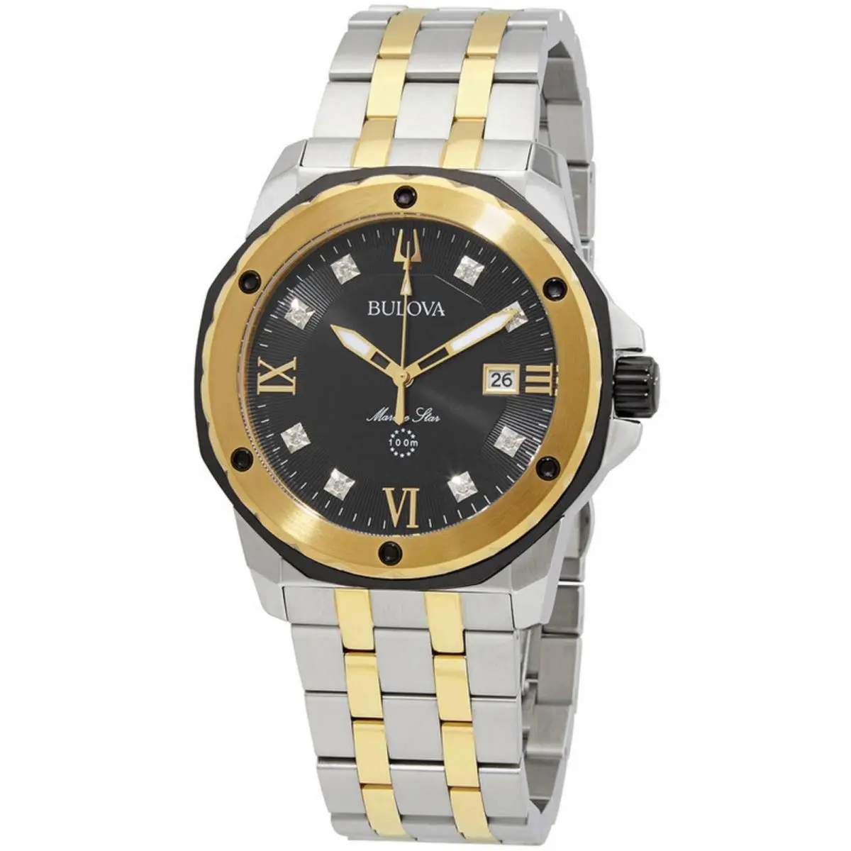 98D175 Marine Star Men`s Diamond Watch 44mm Black Two-tone by Bulova