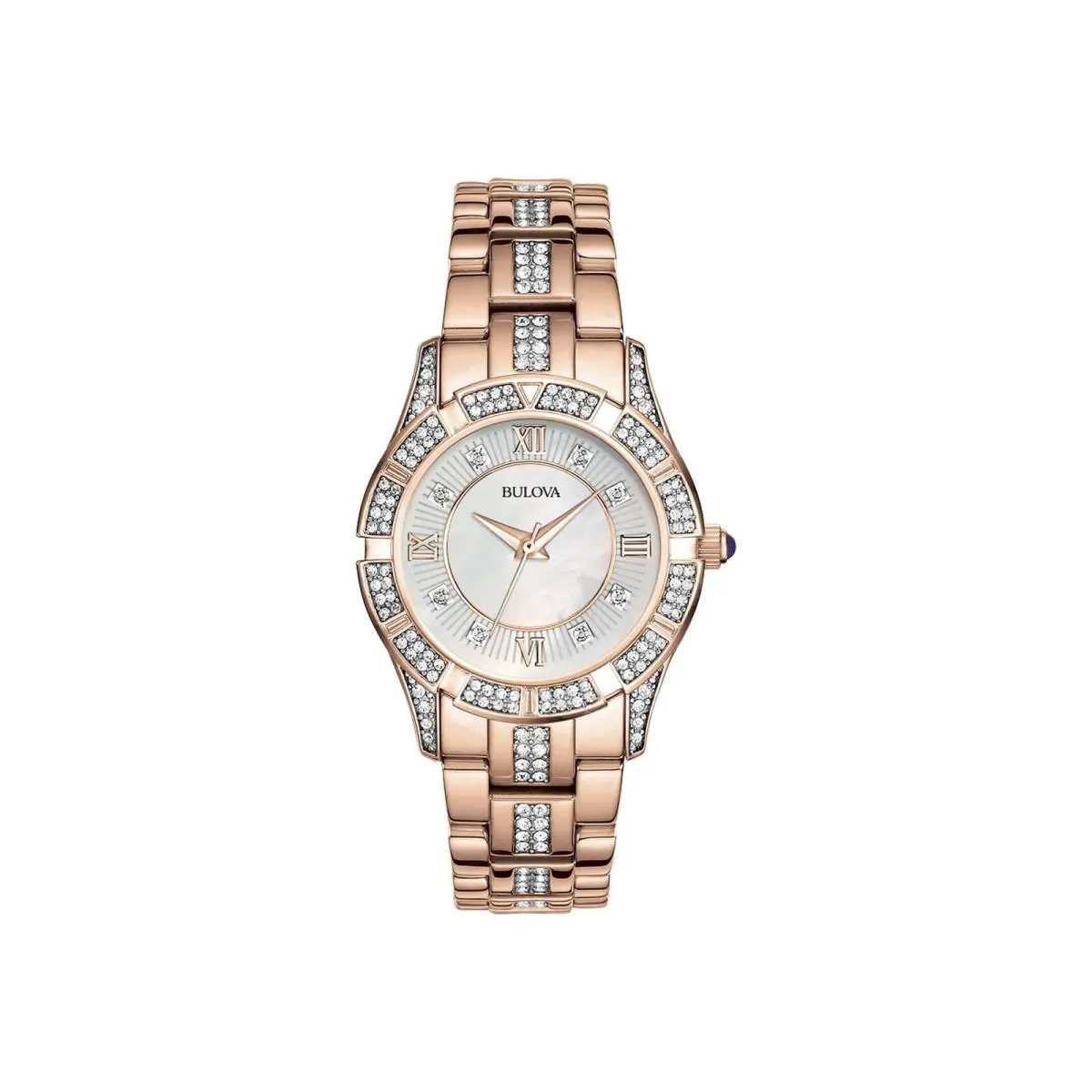 Women`s 98L197 Swarovski Crystal Rose Gold Tone Bracelet Watch by Bulova