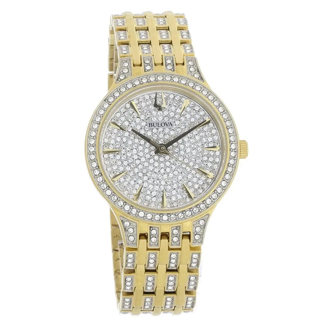 Bulova Phantom Women`s Gold Plated Stainless Steel Crystal Quartz Watch - 98L263 - Face: Silver, Dial: Silver, Band: Gold