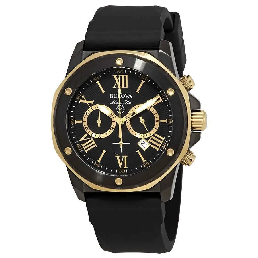 Marine Star Chronograph Black Dial Men`s Watch 98B278 by Bulova