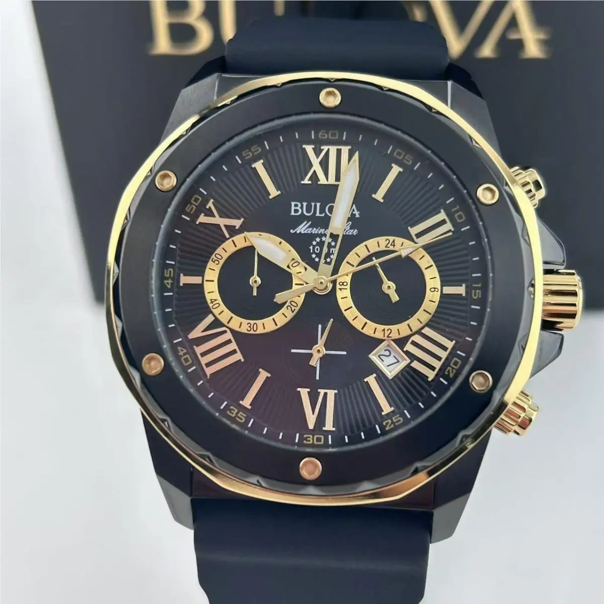 Bulova 98B278 Men`s Marine Star Chronograph Watch Quartz Watch Black Dial 44mm