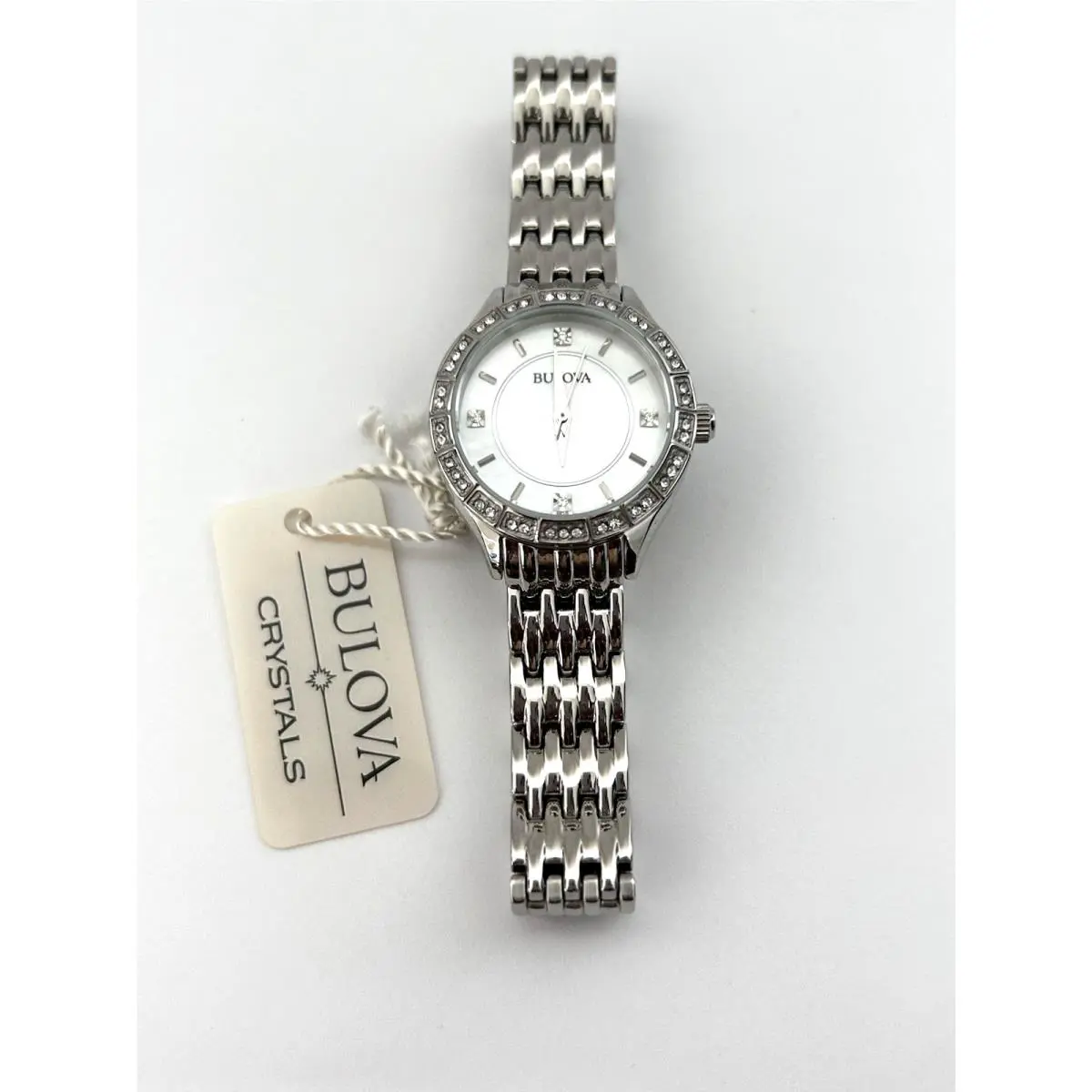 Bulova Crystals Womens Watch Stainless Steel Mother of Pearl Dial 96X133