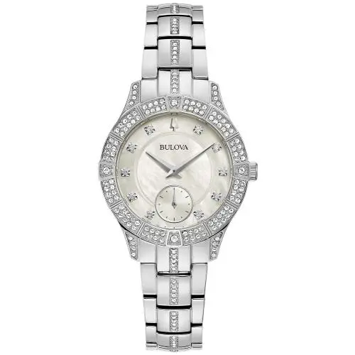 Bulova Phantom Stainless Steel Mop Dial Ladies Watch 96L291 - Dial: White, Band: Silver, Bezel: Silver