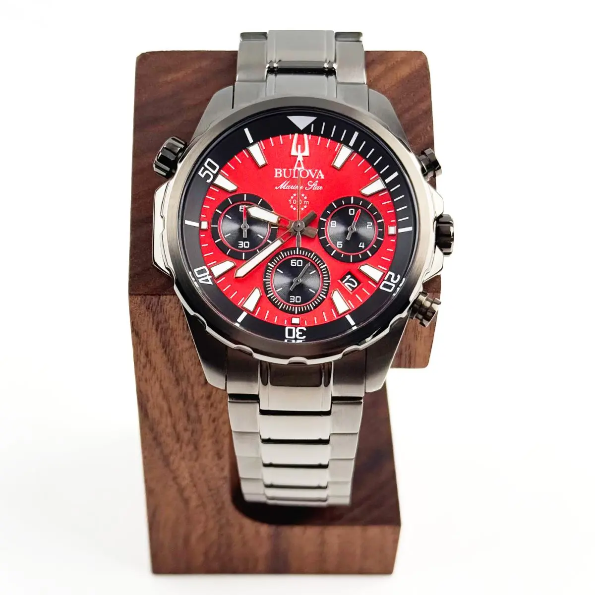 98B350 Mens Marine Star Watch Red Dial Six-hand Sports Chronograph by Bulova