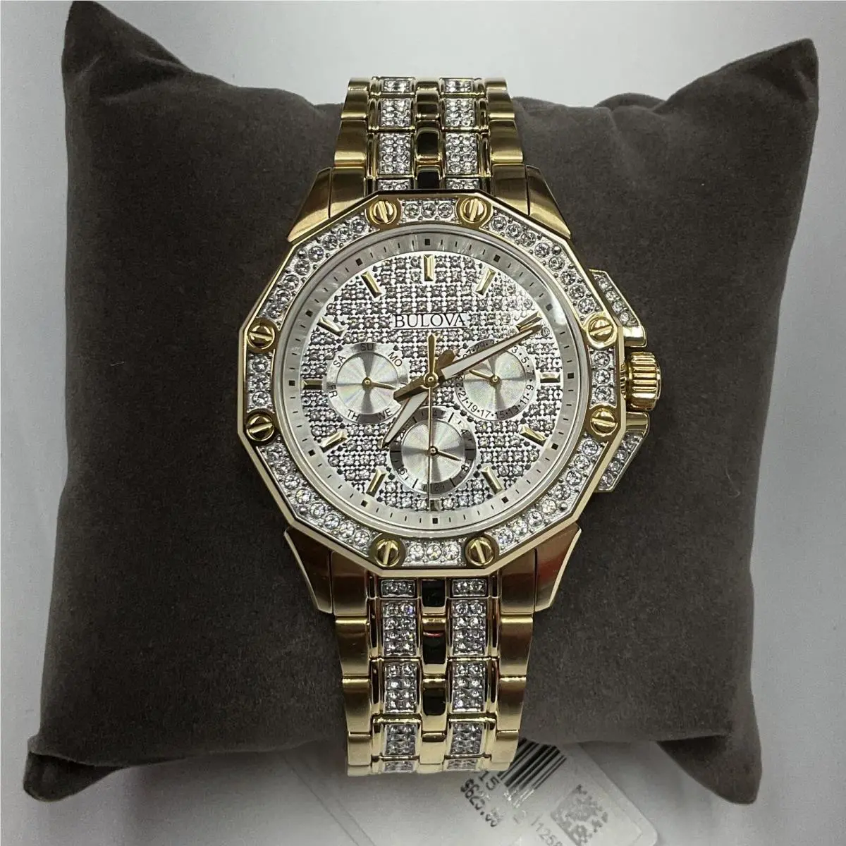Bulova Men`s Octava Gold Tone Stainless Steel Pave Crystal Watch 98C126