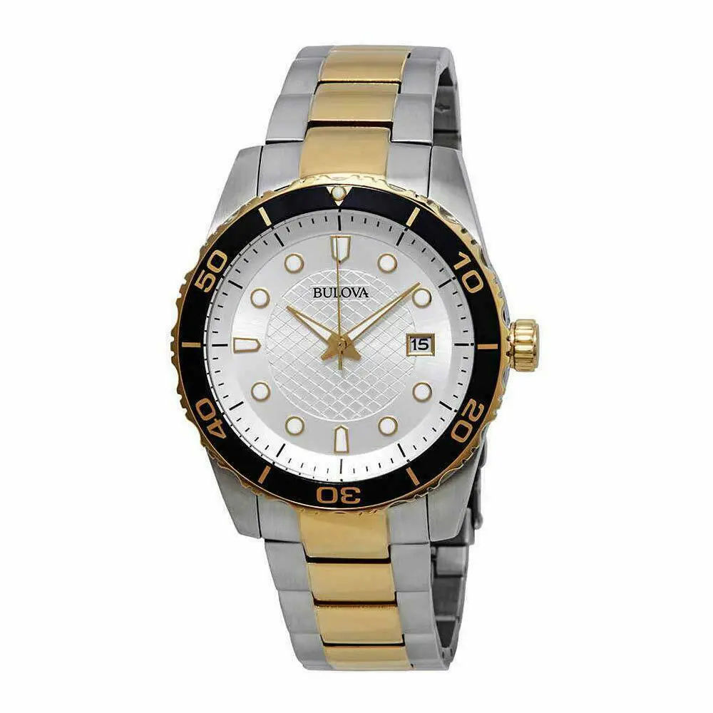 Bulova Men`s Platinum Silver Dial Two-tone Watch 98A198