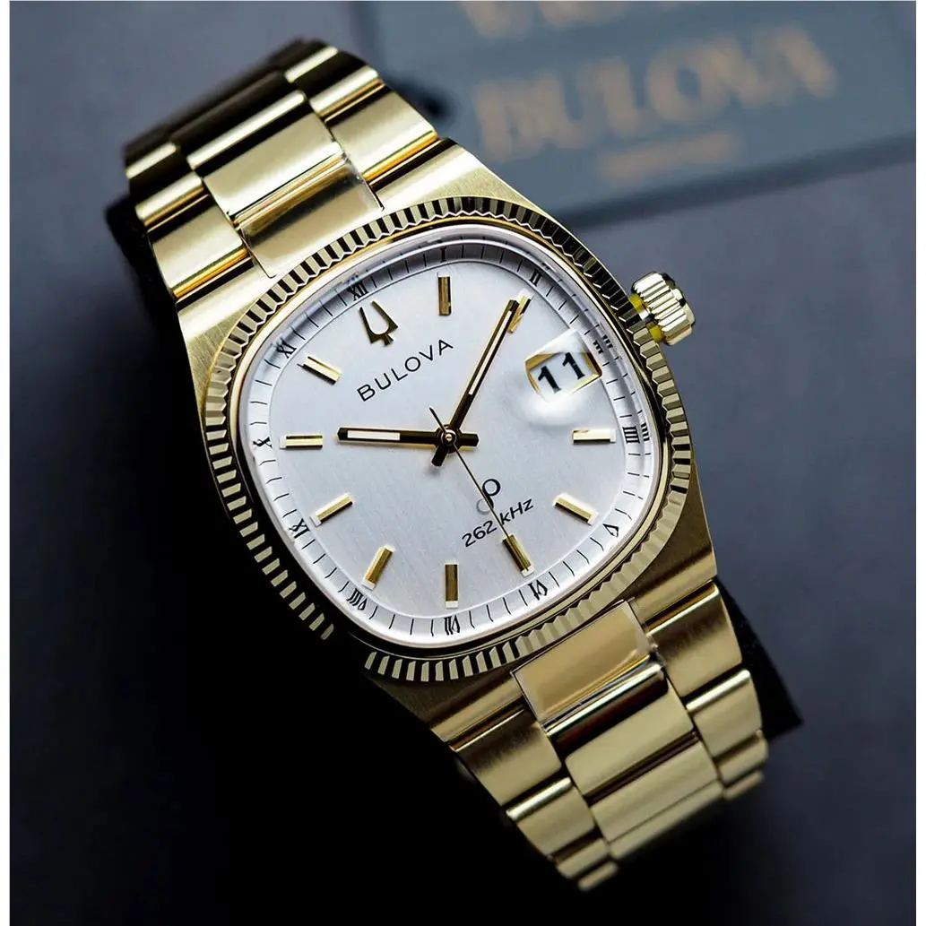 Bulova Precisionist Super Seville Men`s Watch Gold Tone Sapphire Silver 97B223