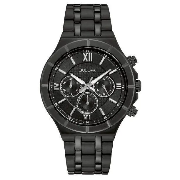 98A242 Black IP Chronograph Dial Classic Mens Sport Watch by Bulova
