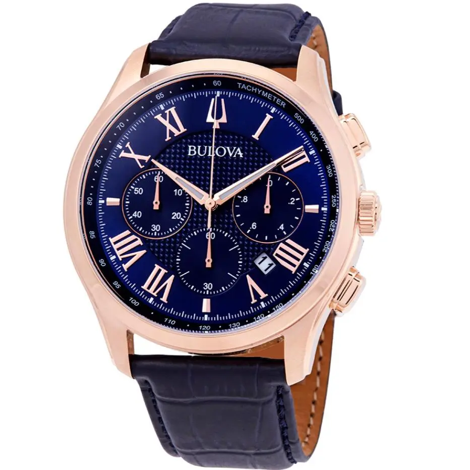 Bulova Classic Collection Wilton Chronograph Quartz Blue Dial Men`s Watch 97B170