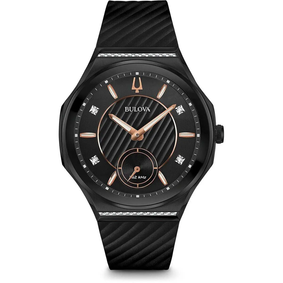 Curv Quartz Diamond Black Dial Ladies Watch 98R240 by Bulova