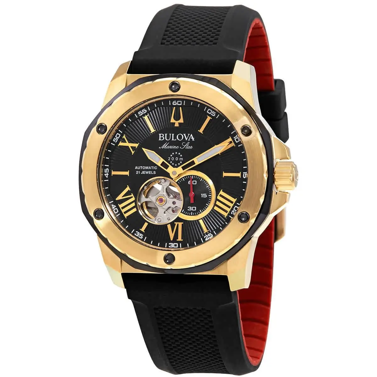 Bulova Marine Star Automatic Black Dial Men`s Watch 98A272